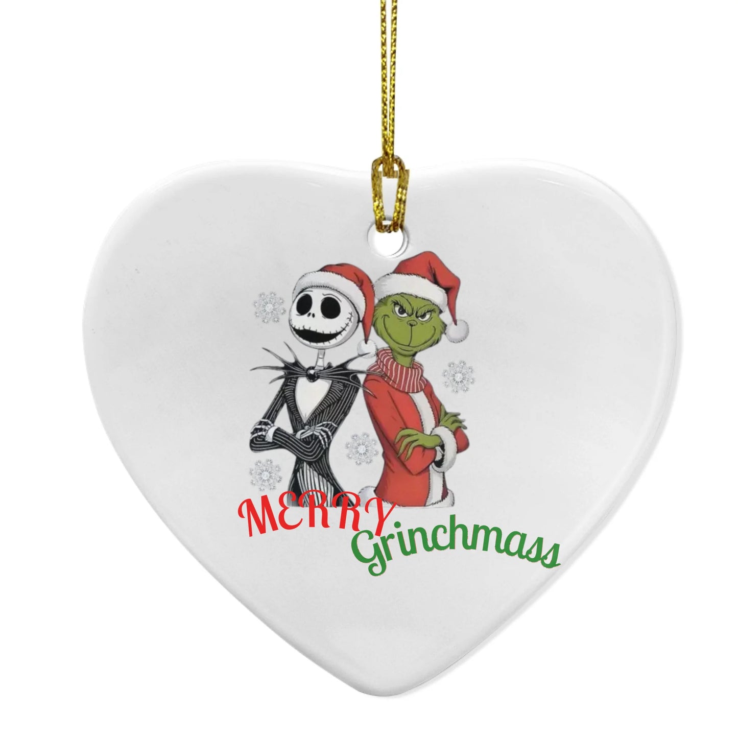 Szív dísz karácsonyi mintával