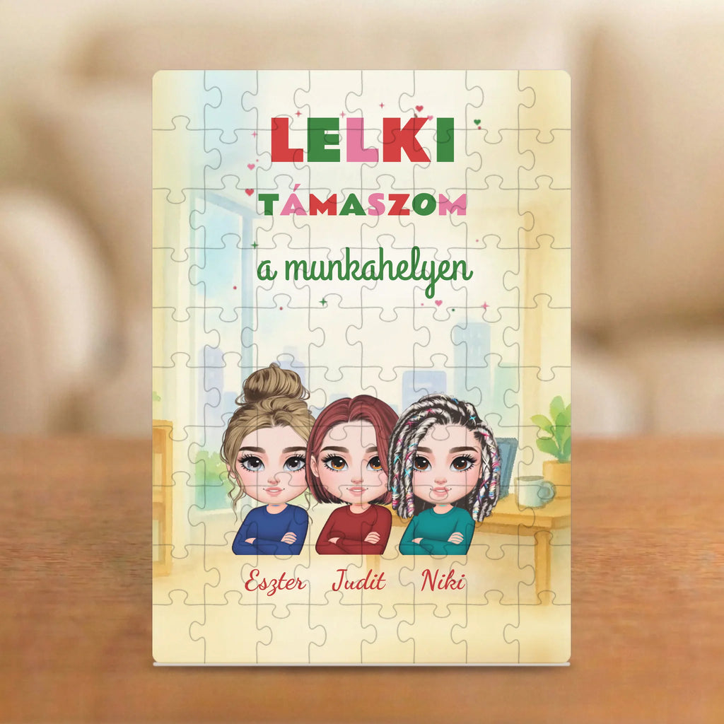 Lelki támaszom a munkahelyen – kolléganős puzzle 2–5 figurával és nevekkel