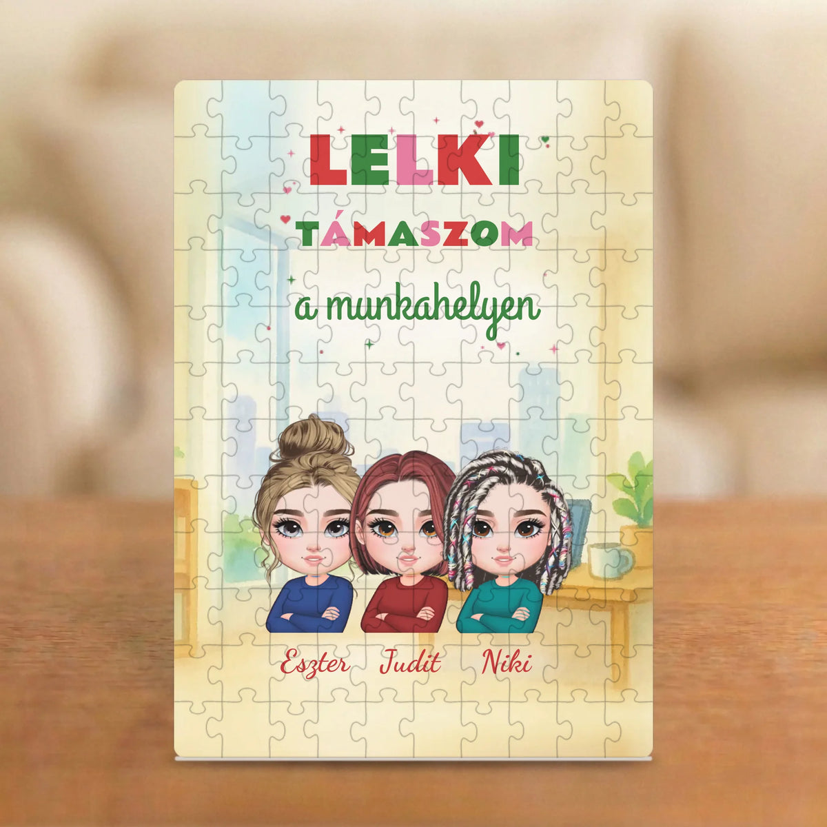 Lelki támaszom a munkahelyen – kolléganős puzzle 2–5 figurával és nevekkel