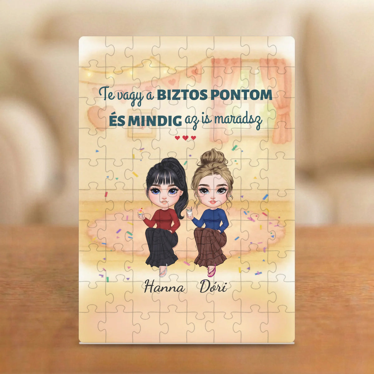 Te vagy a biztos pontom – barátnős puzzle 2–5 figurával és nevekkel