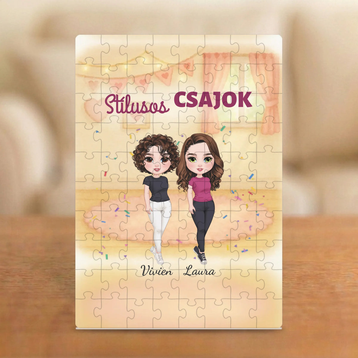 Stílusos csajok – barátnős puzzle 2–5 álló figurával és nevekkel