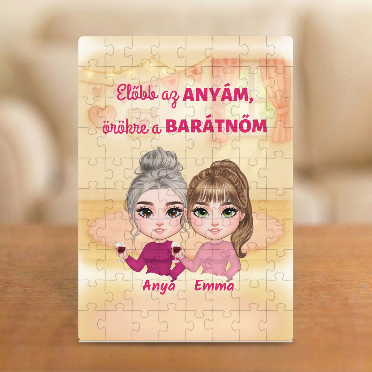Előbb az anyám, örökre a barátnőm – anyák napi puzzle 2–5 figurával és nevekkel