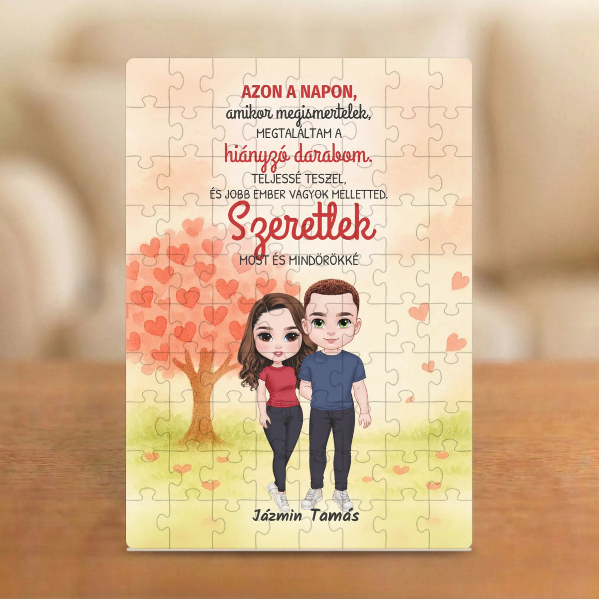 Megtaláltam a hiányzó darabom – romantikus páros puzzle két figurával és nevekkel