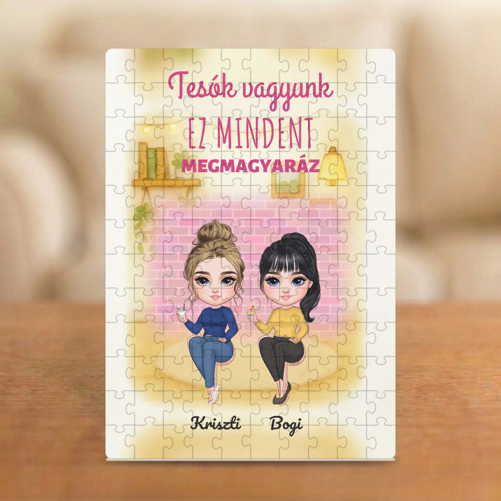 Tesók vagyunk – testvéres puzzle 1–4 figurával és nevekkel