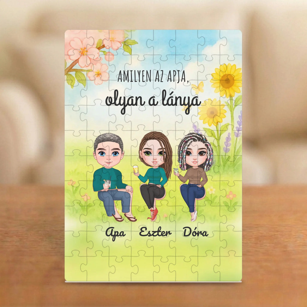 Amilyen az apja, olyan a gyereke – apák napi puzzle 2–5 figurával és nevekkel