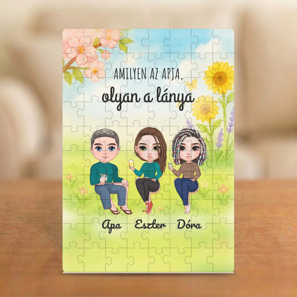 Amilyen az apja, olyan a gyereke – apák napi puzzle 2–5 figurával és nevekkel