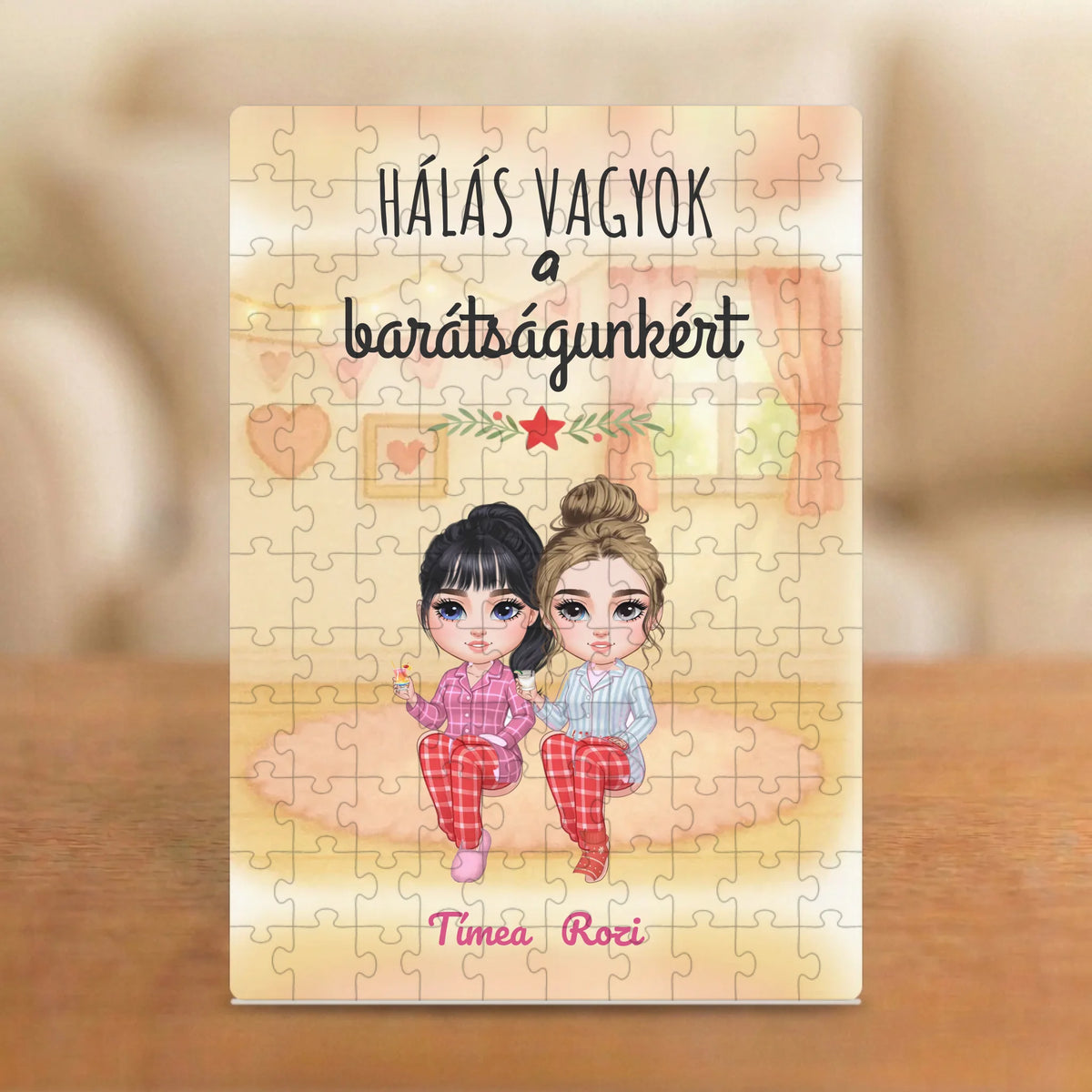 Hálás vagyok a barátságunkért – karácsonyi barátnős puzzle 2–5 figurával