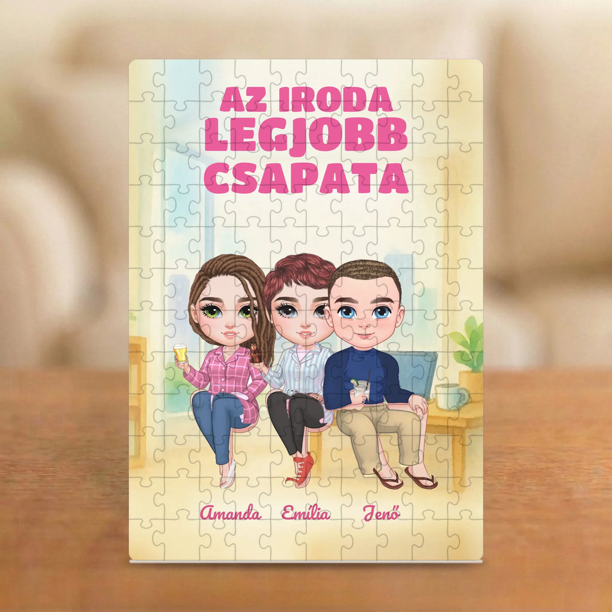 Az iroda legjobb csapata – kollégás puzzle 2–5 figurával és nevekkel