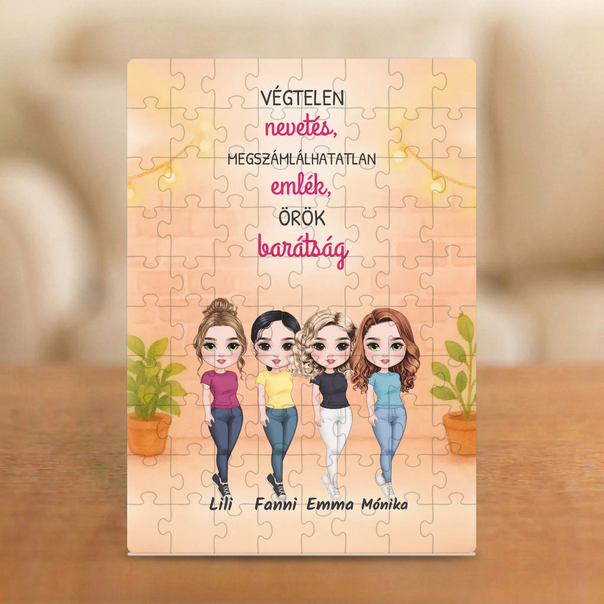 Végtelen nevetés, megszámlálhatatlan emlék – barátnős puzzle 1–5 figurával és nevekkel