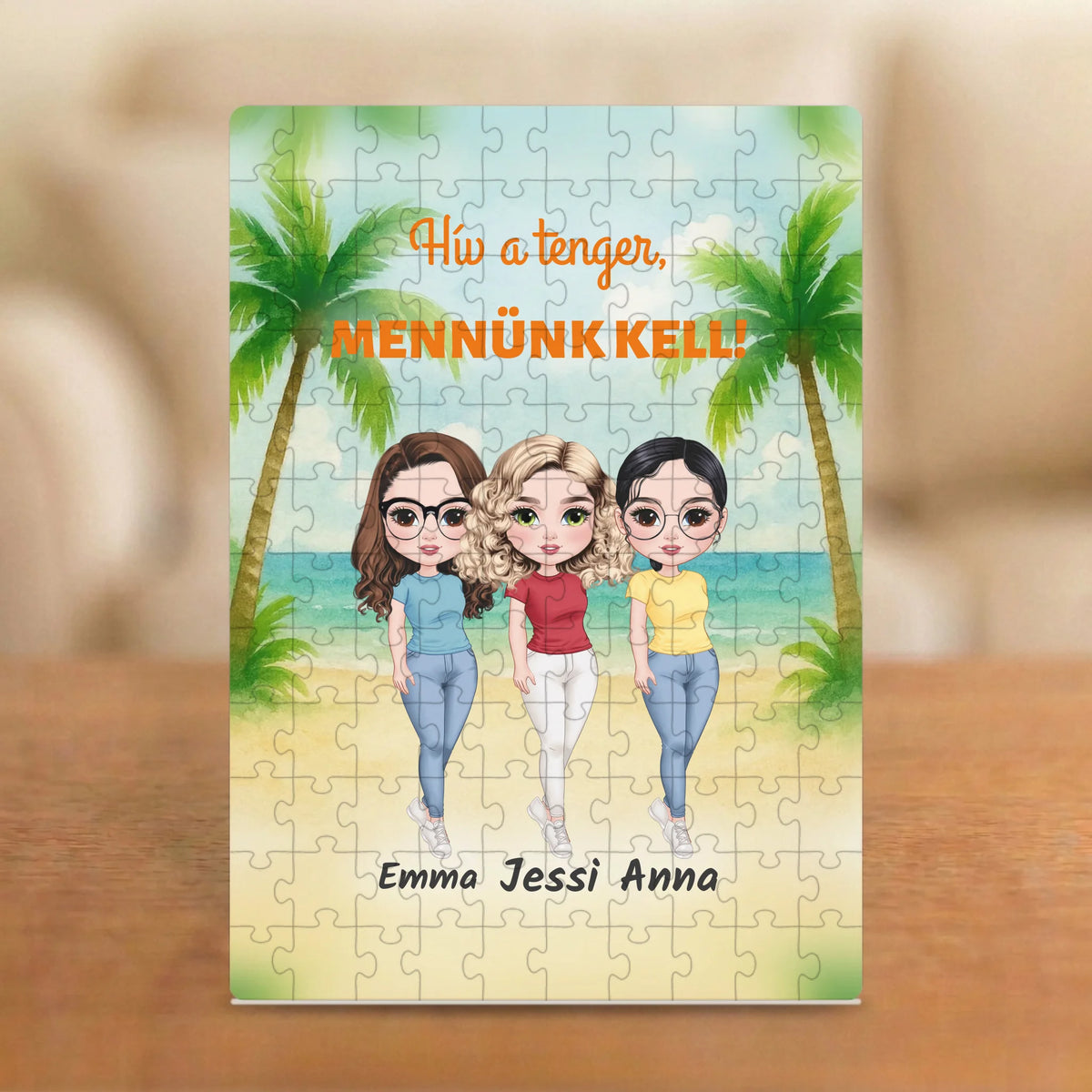 Hív a tenger, mennünk kell! – nyári barátnős puzzle 2–4 figurával és nevekkel