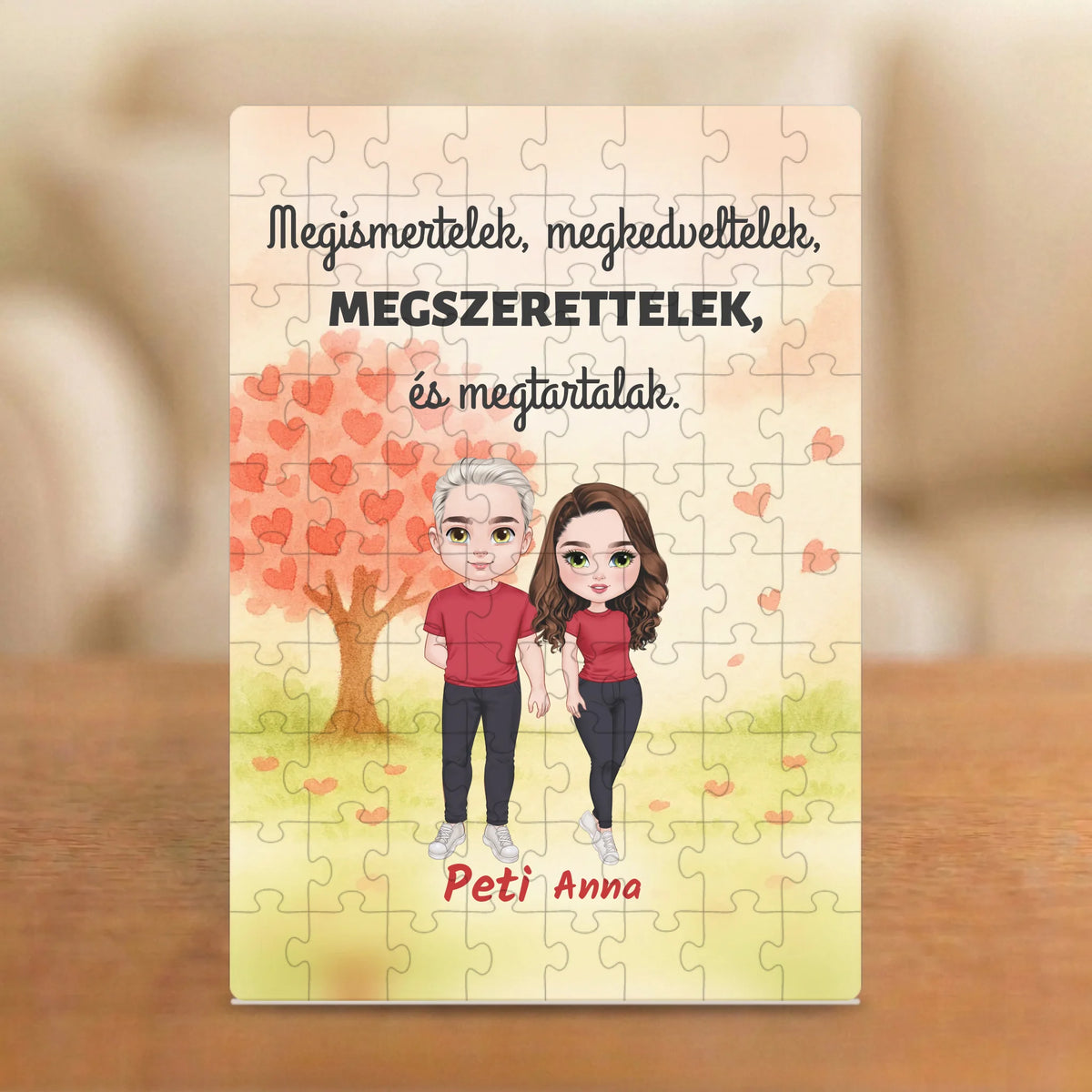 Megismertelek, megkedveltelek, megszerettelek, megtartalak – Valentin-napi páros puzzle két figurával