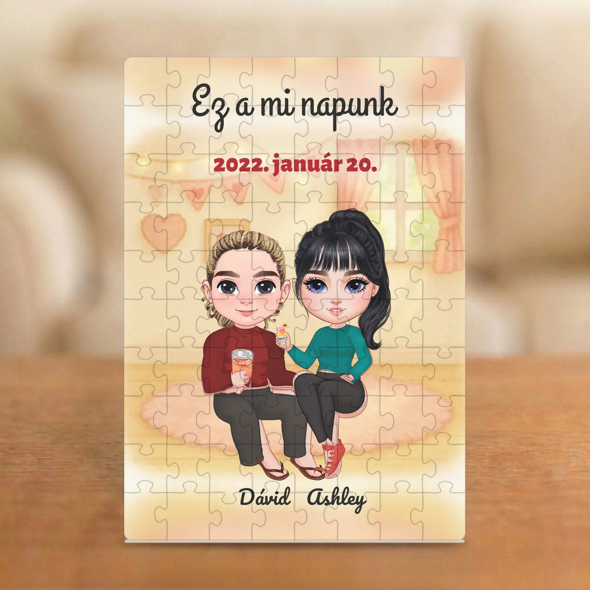 Ez a mi napunk – puzzle két figurával és nevekkel