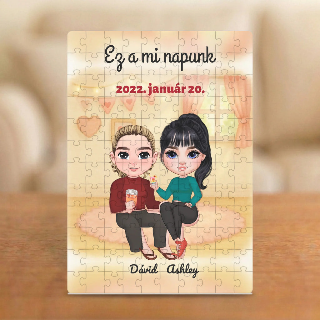 Ez a mi napunk – puzzle két figurával és nevekkel