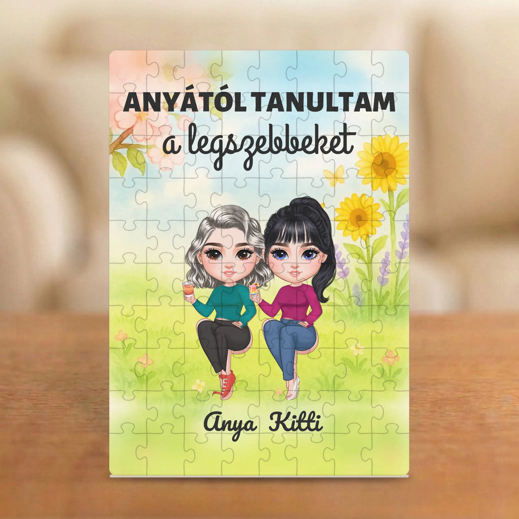 Anyától tanultam a legszebbeket – puzzle két figurával és nevekkel