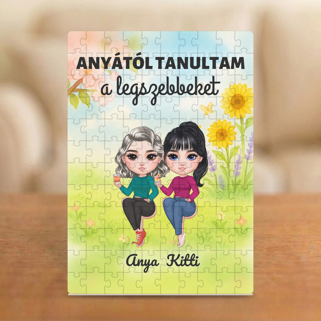 Anyától tanultam a legszebbeket – puzzle két figurával és nevekkel
