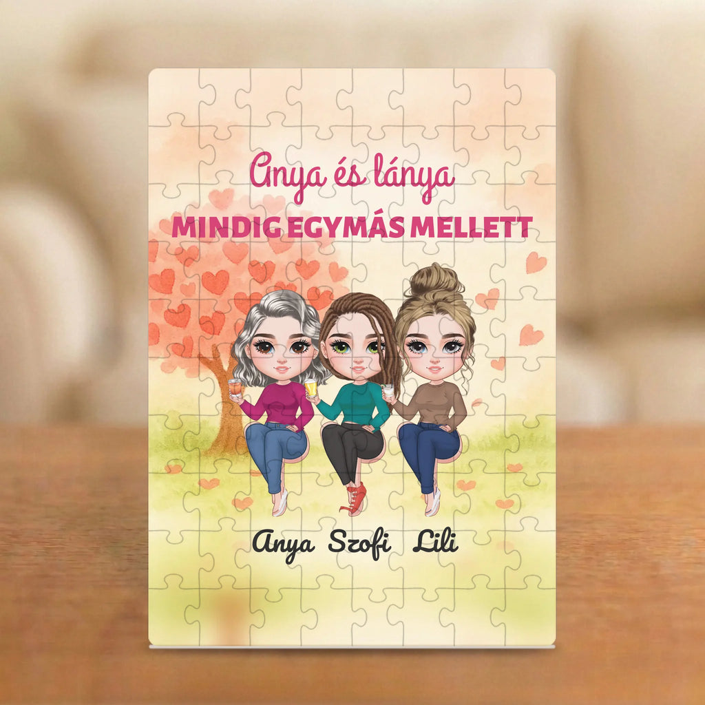 Anya és lánya – mindig egymás mellett – puzzle anyának 2–4 figurával és nevekkel