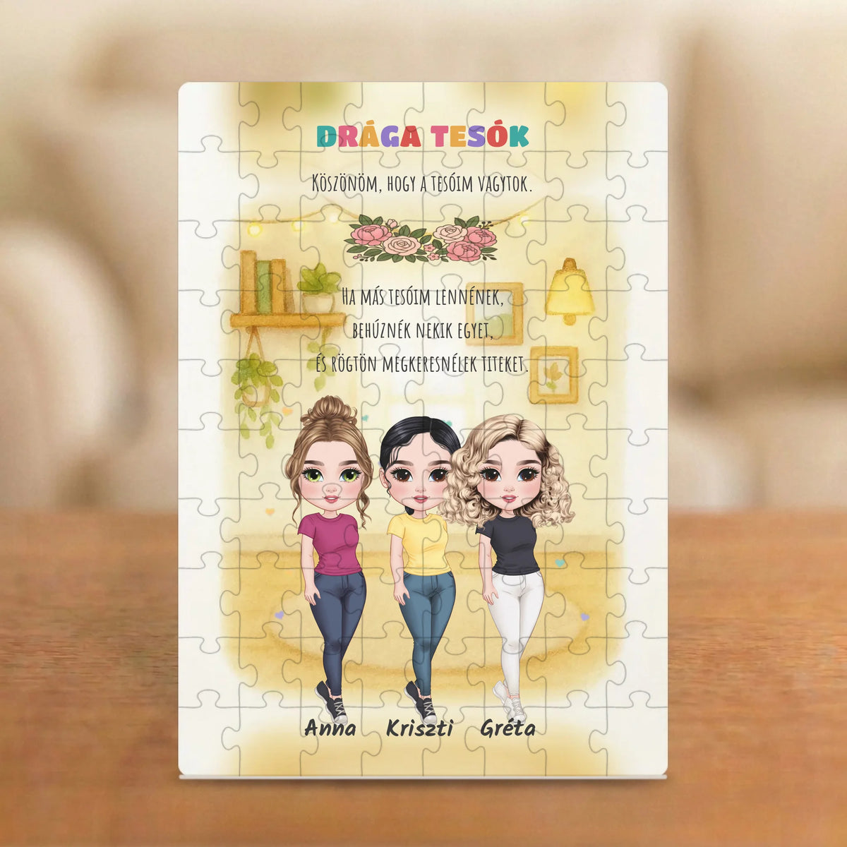 Drága tesó, csak téged választanálak – vicces testvéres puzzle 2–7 figurával és nevekkel