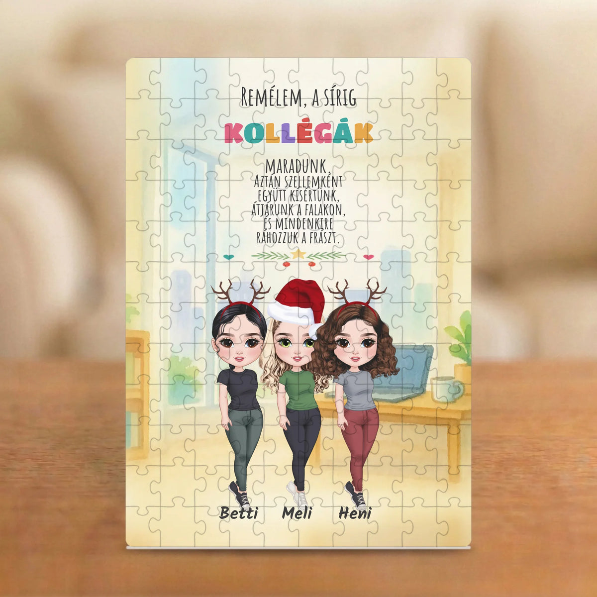 Kollégák a sírig, aztán szellemként – vicces karácsonyi kolléganős puzzle 2–5 figurával és nevekkel