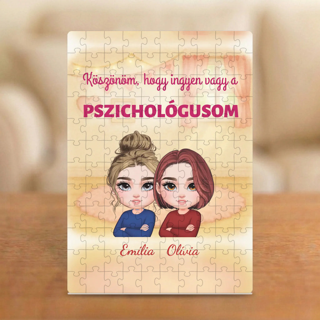 Köszönöm, hogy ingyen vagy a pszichológusom – vicces barátnős puzzle 2–4 figurával és nevekkel