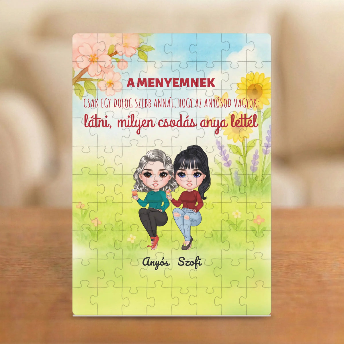 A menyemnek: látni, milyen csodás anya lettél – puzzle két figurával és nevekkel