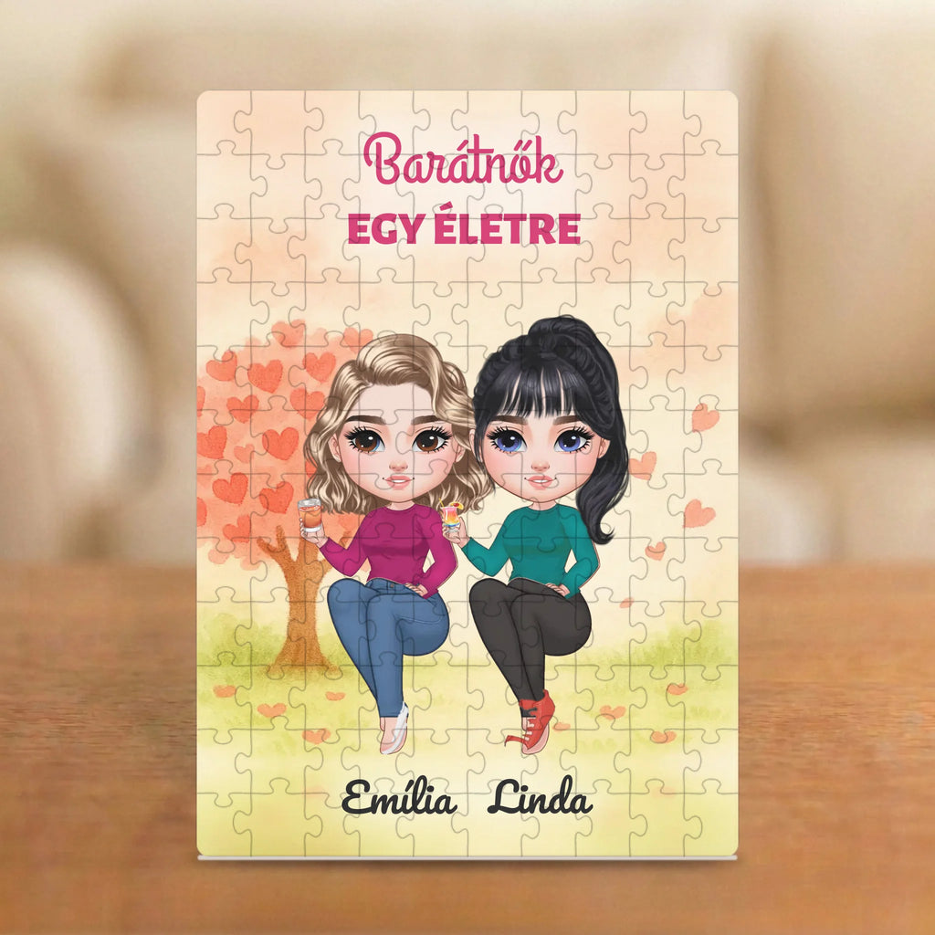 Barátnők egy életre – puzzle két figurával és nevekkel