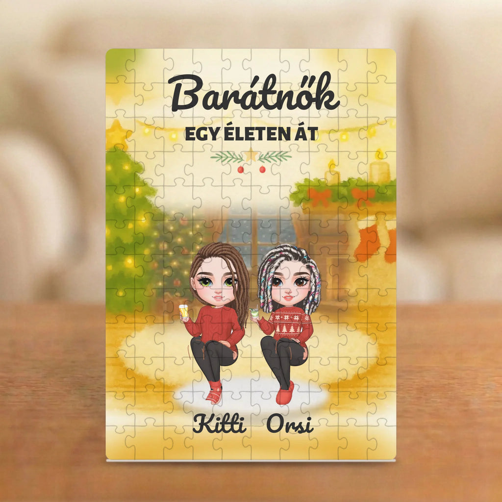 Örök barátnők – karácsonyi barátnős puzzle 2–5 figurával és nevekkel