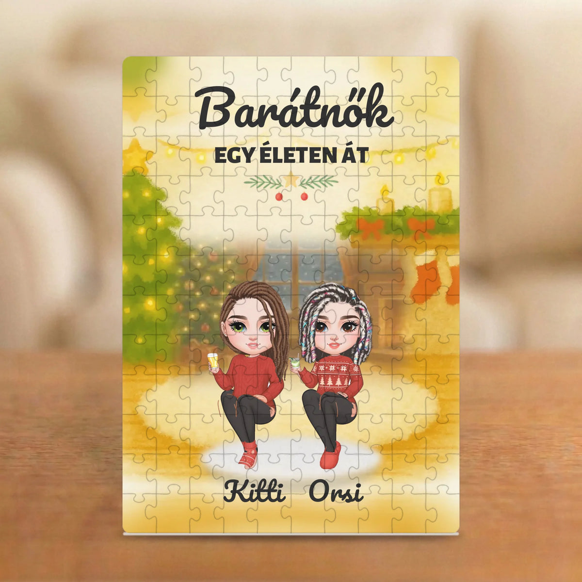 Örök barátnők – karácsonyi barátnős puzzle 2–5 figurával és nevekkel
