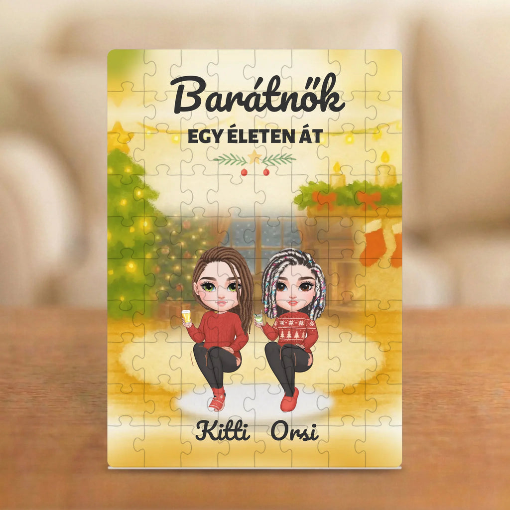 Örök barátnők – karácsonyi barátnős puzzle 2–5 figurával és nevekkel