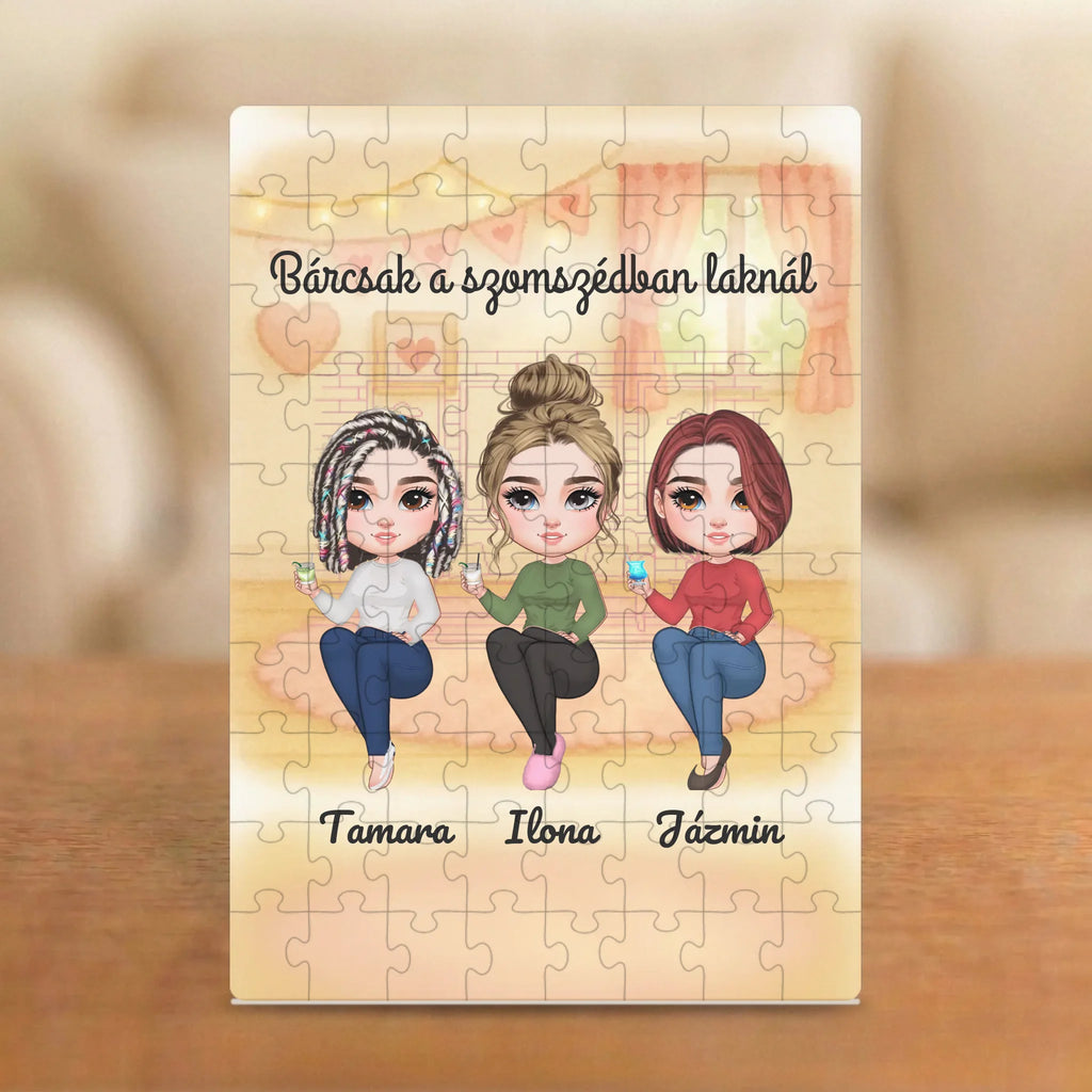 Bárcsak a szomszédban laknál – barátnős puzzle 2–5 figurával és nevekkel