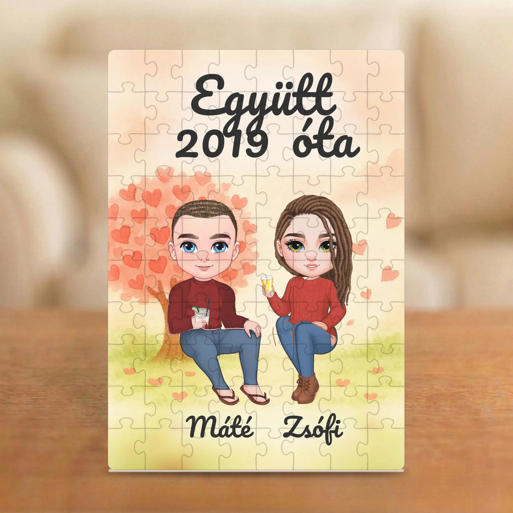 Együtt 2019 óta – páros puzzle két figurával, nevekkel és évszámmal
