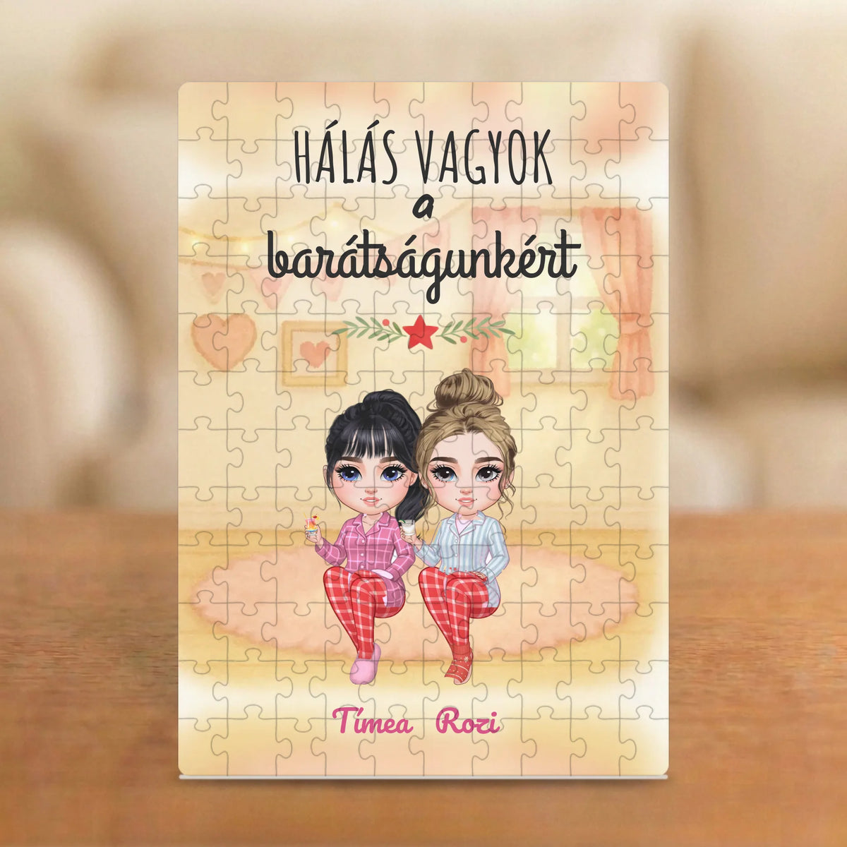 Hálás vagyok a barátságunkért – karácsonyi barátnős puzzle 2–5 figurával